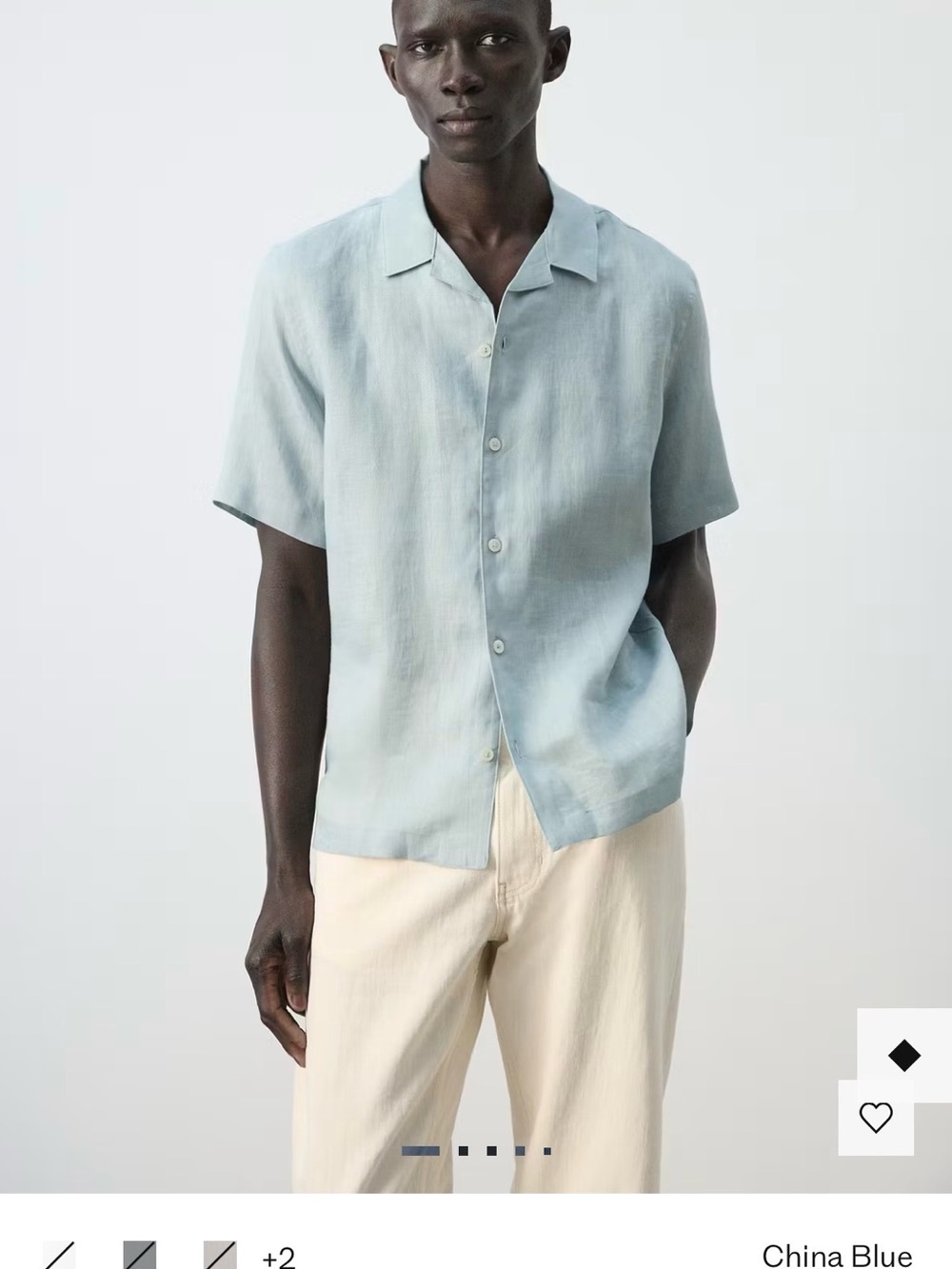 Mango 100% linen bowling Collar Shirt